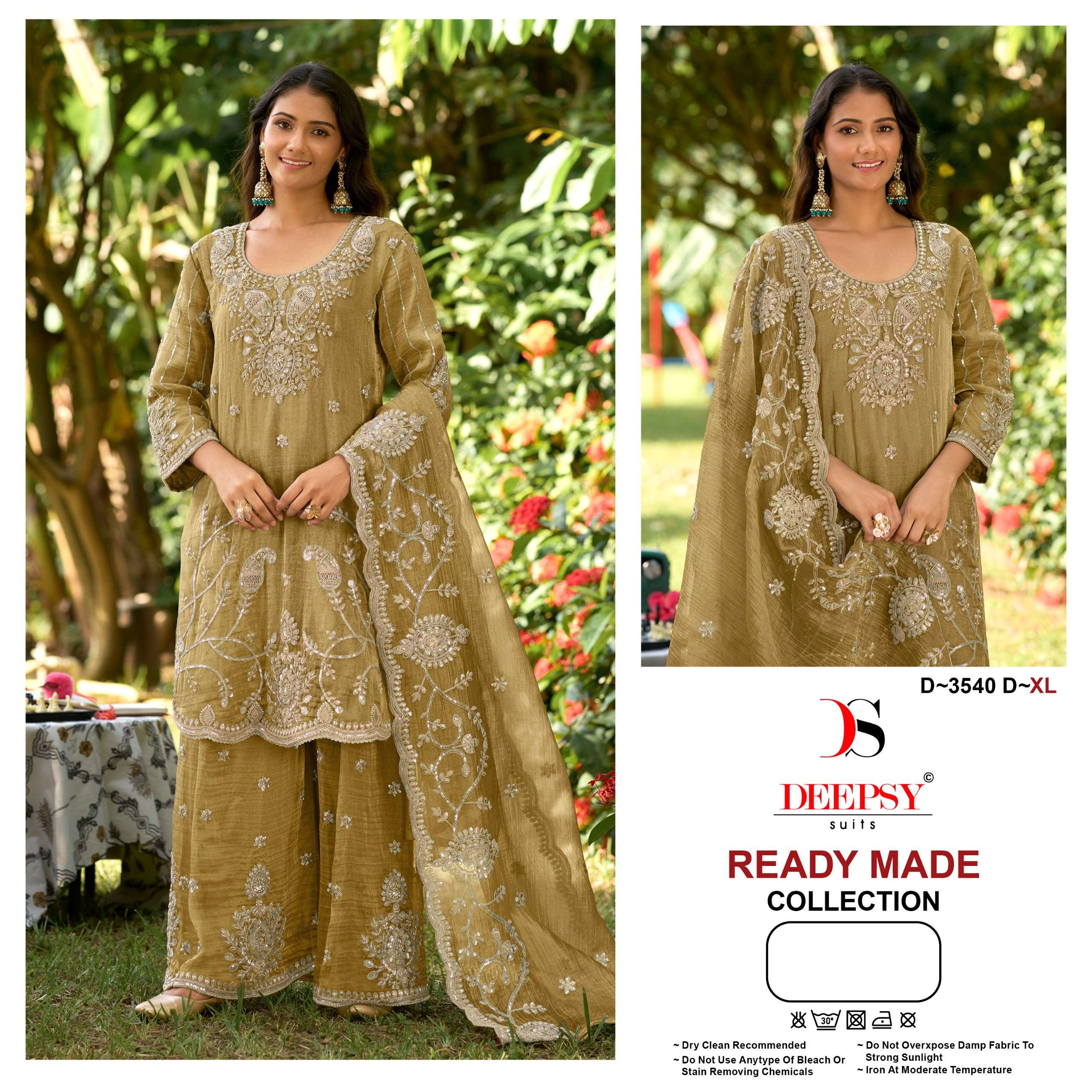 DEEPSY SUITS 3540 READY TO WEAR SALSA SILK EMBROIDERY SHARARA SUIT WEDDING TYPE RESELLER